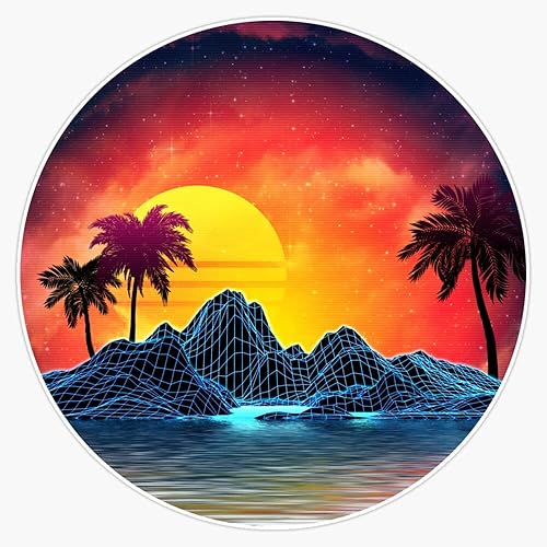 Etiqueta engomada retro estética de los años 80 vaporwave Sunset Pegatina de Parachoques Pegatina de