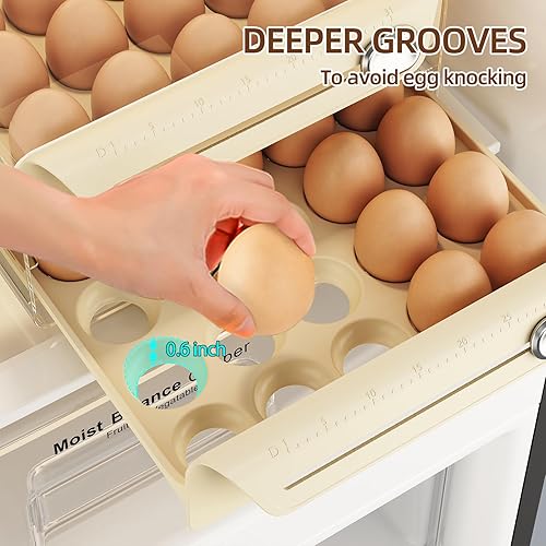 Miniatura 4 de Soporte para 40 huevos para refrigerador, contenedor de huevos para refrigerador, contenedor de almacenamiento de huevos, bandejas de huevos de 2