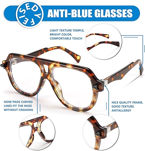 Miniatura 5 de FEISEDY Gafas de aviador con montura para mujeres y hombres, con bloqueo de luz azul, antideslumbrantes, B0039