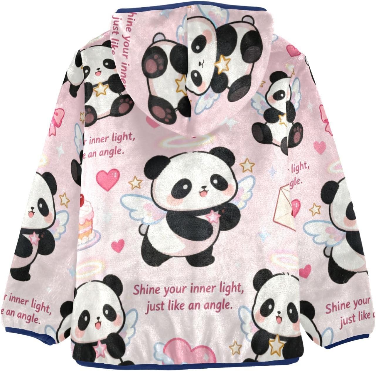 Cute Cartoon Angel Panda Toddler Boy Fleece Jacket Toddler Girl Winter Jacket Navy Blue Girls Zip Up Hoodie