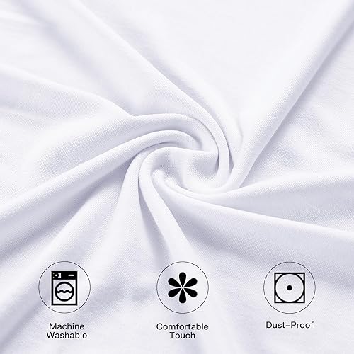 Miniatura 5 de Fixwal Fundas para mesa de cóctel, paquete de 2 manteles redondos blancos de 32 x 43 pulgadas, mantel elástico de elastano para fiestas, bodas,