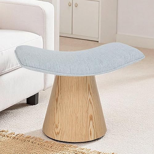 MINCETA Vanity Stool, Modern Ottoman Foot Stool with Performance Fabric Makeup Chair with High Density Foam Cushion Padded Vanity Seat for Living Room Bedroom Guest Room Office Entryway Dusty Blue - Dusty Blue