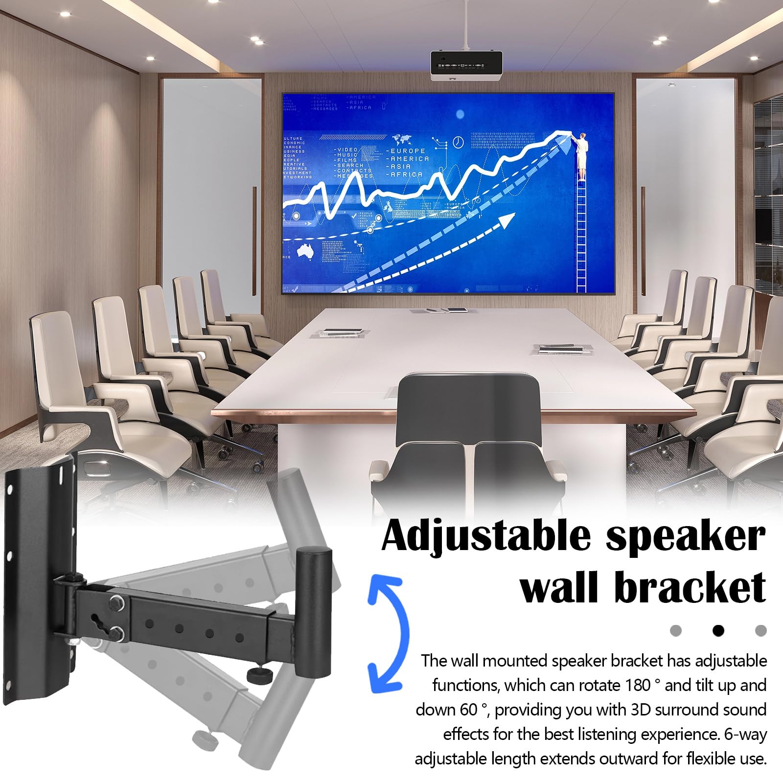 Soporte De Pared para Altavoz De Metal, 2PCS Cajas De Altavoz Soporte De Pared Soporte Ajustable Soporte para Altavoz para Montaje En Pared para Altavoces Universales De hasta 35 kg Negro