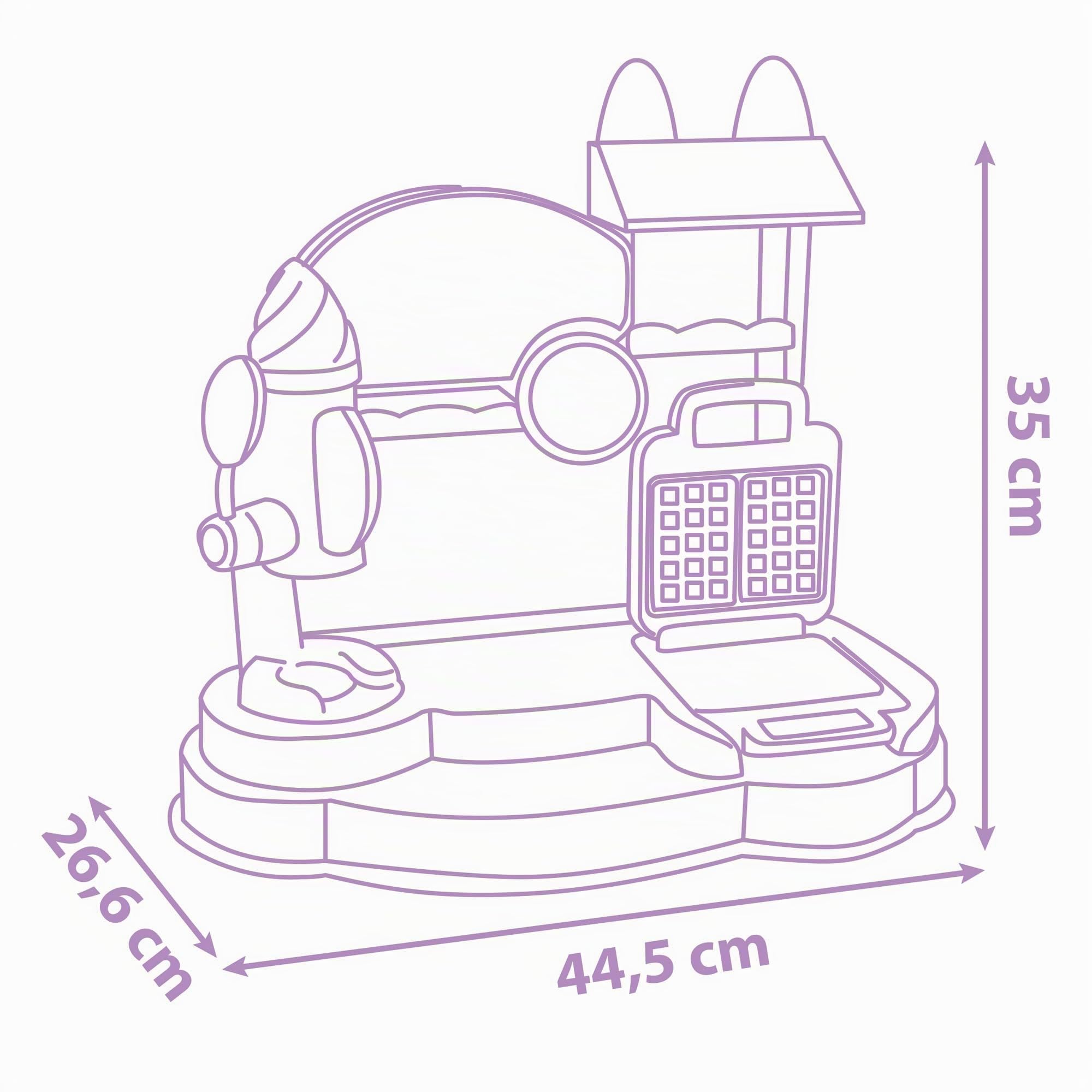 Smoby - Gabby's Dollhouse Eisdiele - Zauberhafter Spiel-Eisladen mit Eismaschine und Waffeleisen inkl. Spielzeug-Lebensmittel, für Kinder ab 3 Jahre, 45x27x35 cm