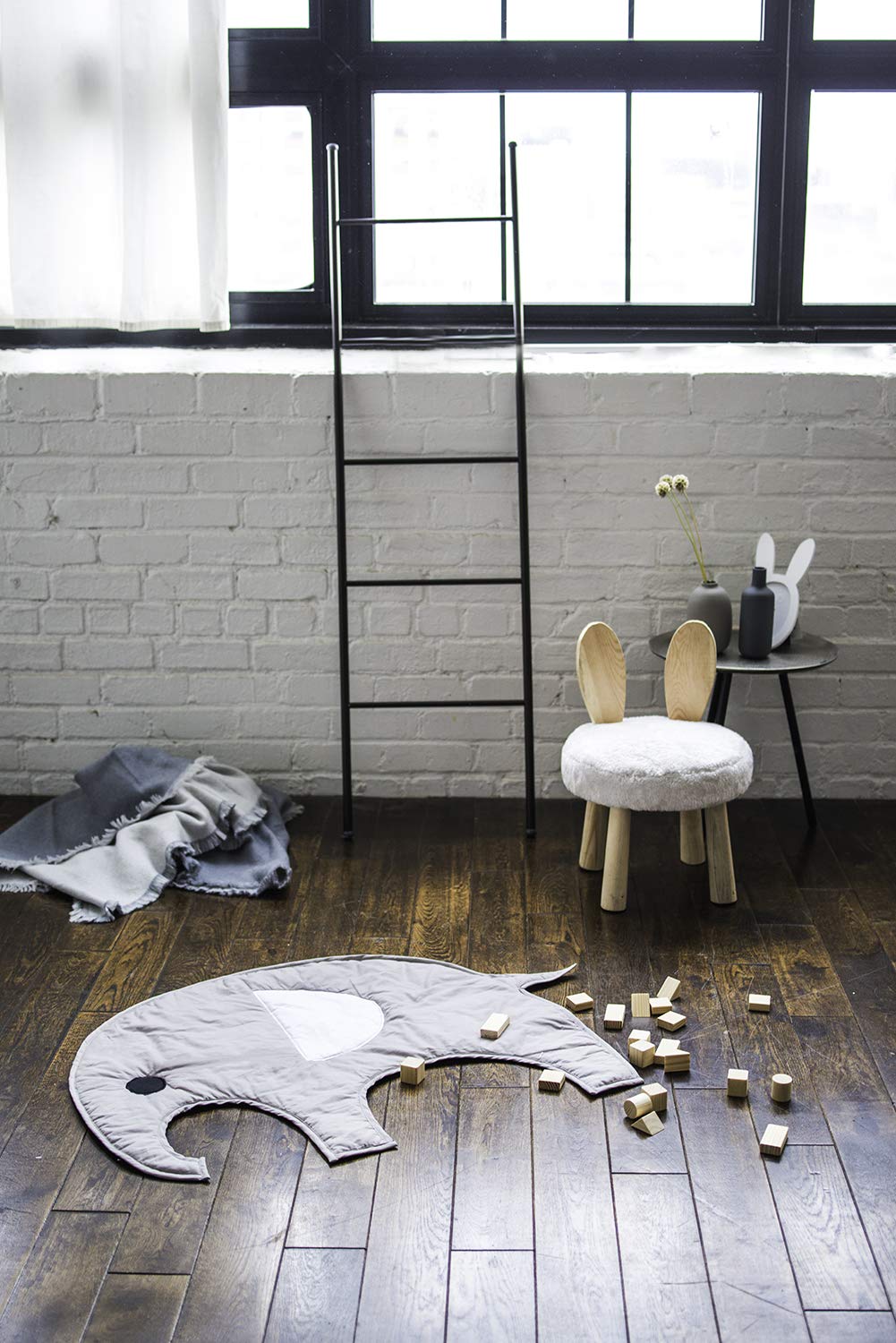 Lincove Baby Playmat Quilted Elephant Baby Floor Mat Decorative Cotton Baby Play Mat Washable Newborn Baby Mat