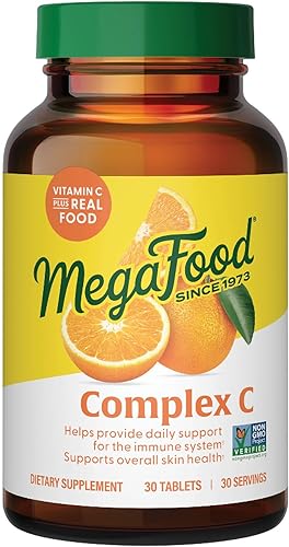 MegaFood Complex C - Suplemento vegano de apoyo inmunológico de vitamina C, suplemento de vitamina C hecho con alimentos reales, incluyendo naranja,