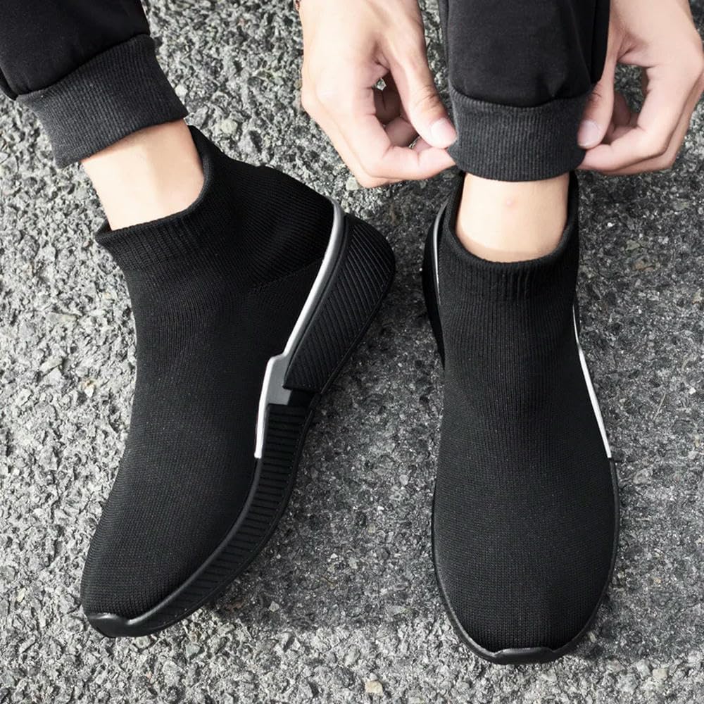 NYSDM Wysokie buty na platformie dla mężczyzn Trampki Moda Lekkie buty męskie Modne czarne oddychające skarpetki męskie Buty