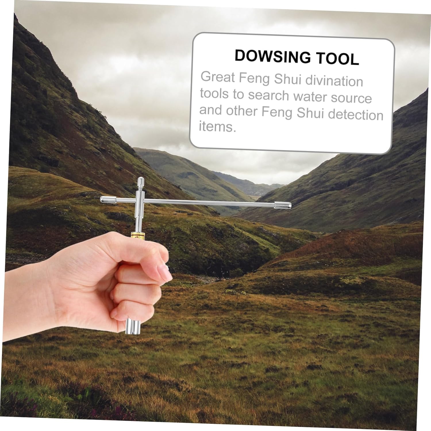 Sosoport 1Set Copper Dowsing Rod Portable Feng Shui Divining Tool for Water Source Detection Lightweight Detachable Design High Sensitivity Copper Probe with Storage Box Guide Book