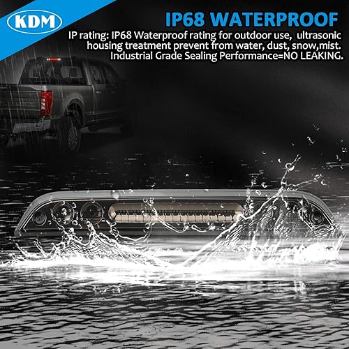 Miniatura 5 de KDM Luz de freno LED de 3 lente ahumada, apta para Ford F150 F250 F350 F450 2015-2020, montaje alto trasero de tercera parada roja + lámpara blanca