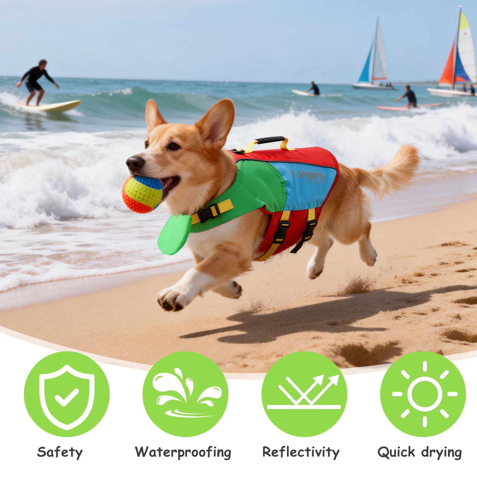 Schwimmweste Hund, Hundeschwimmweste,Rettungsweste (M)