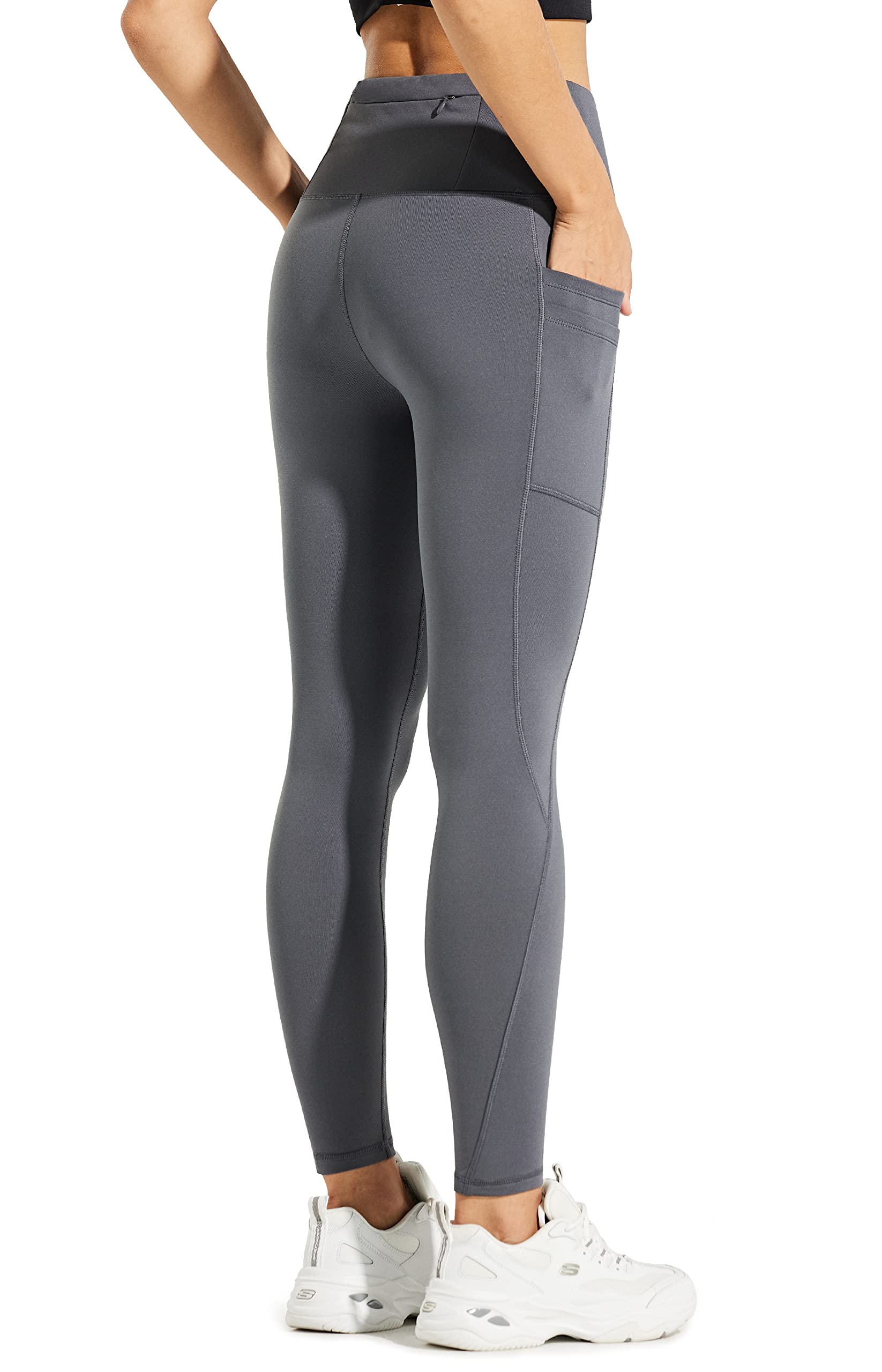 Comallan Leggings Termico Donna Invernali Impermeabili Pantalone per Corsa Trekking Yoga Neve Fitness Sport Foderati in Pile e con Tasche