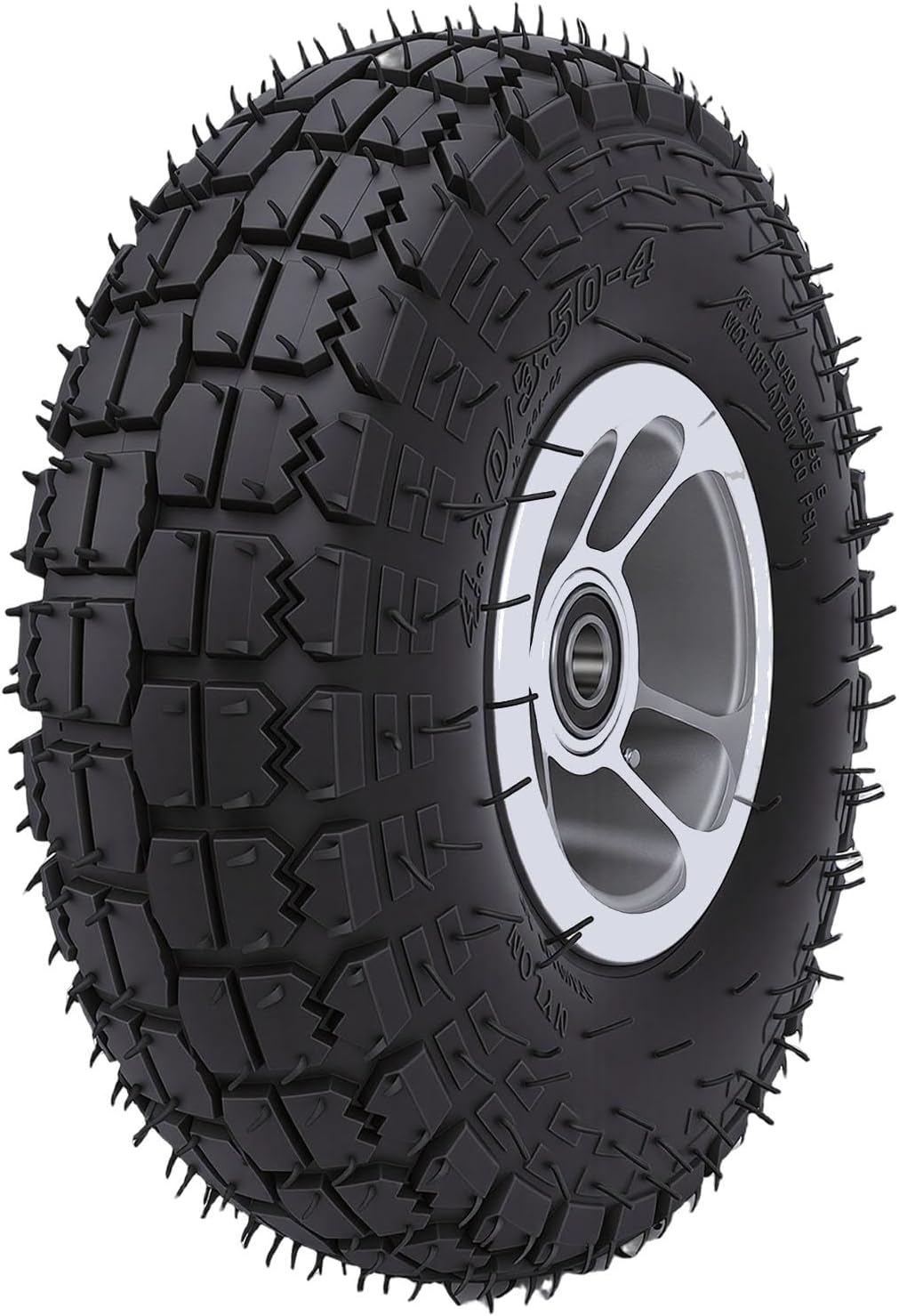 GOTOTOP 4.10/3.50-4 Tire and Wheel, Puncture Proof Rubber Tube and Aluminum Rim for Hand Trucks and Wheelbarrows
