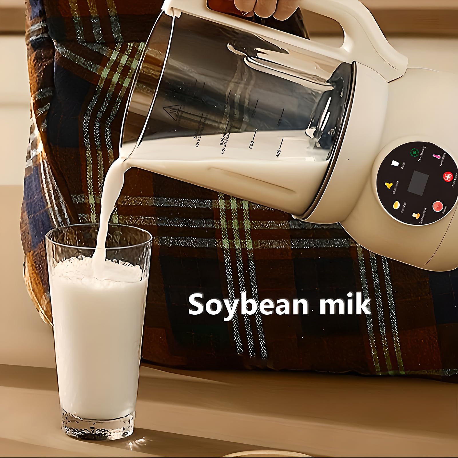 Automatyczna maszyna do produkcji mleka orzechowego, szklany dzbanek 1 l z tłoczeniem na zimno i podgrzewaniem, wegańskie mleko do soi, owsa, mleka migdałowego i smoothie na bazie roślin