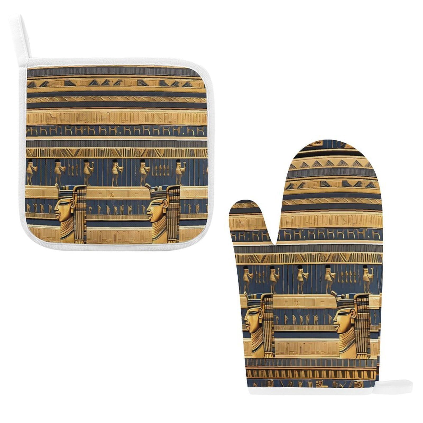 Fodpand Style Egyptian Pharaonic Frescoes Oven Mitts And Pot Holders Sets
