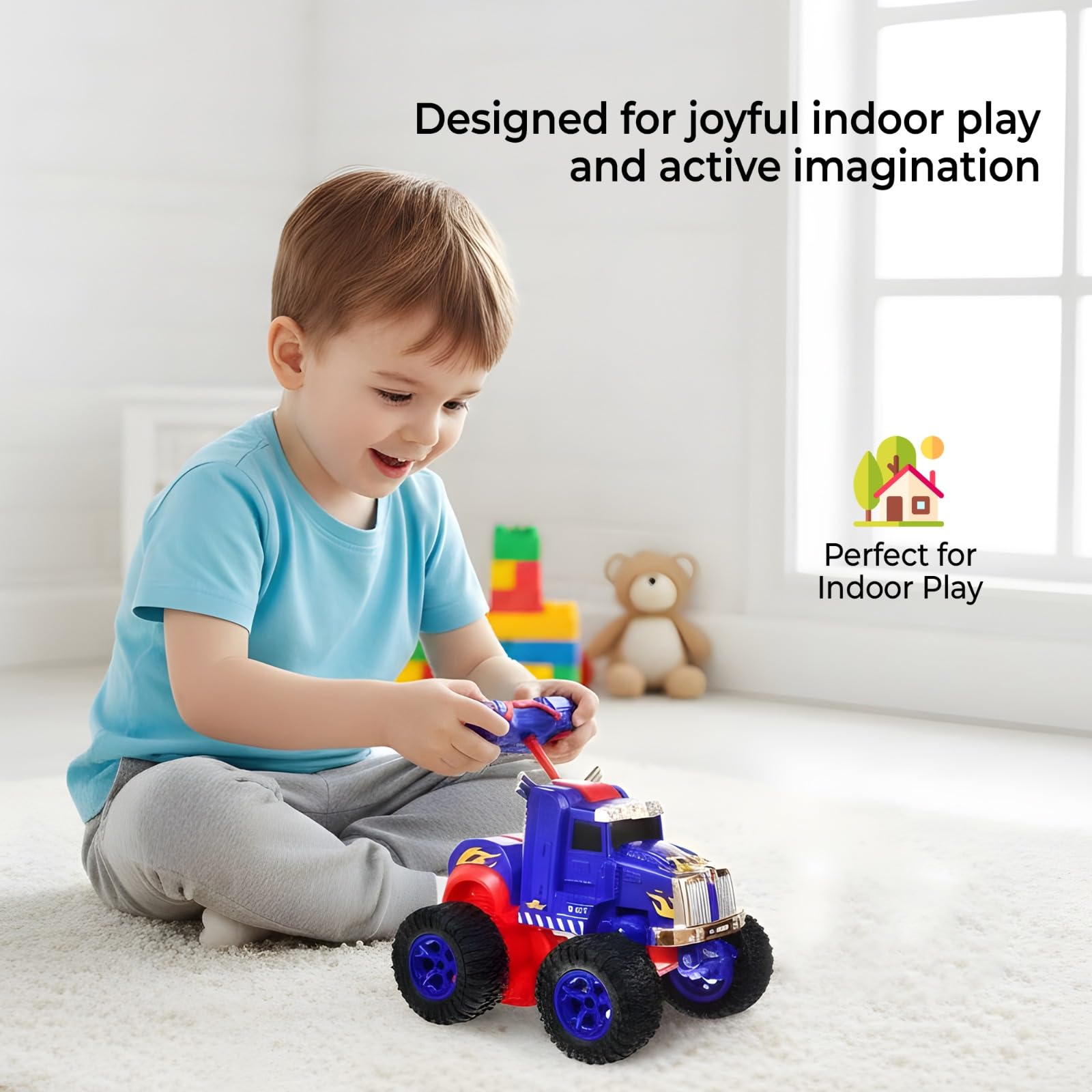 WireScorts 2-in-1 Deformation Robot RC Truck Car Toy for Boys 8-13, Remote Control Convertible Truck with Rechargeable Battery, Multi Color 2