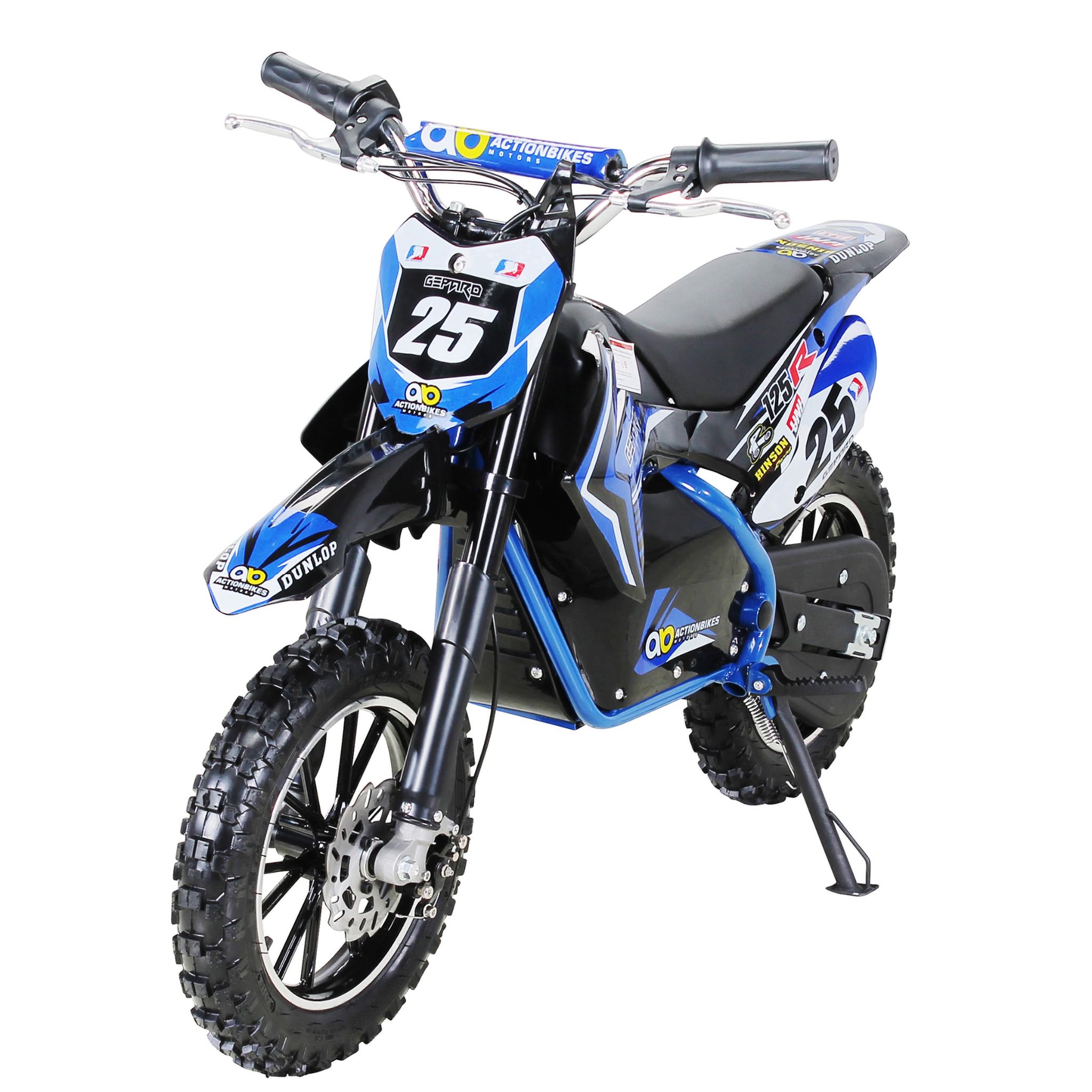 Actionbikes Motors Kinder Elektro Crossbike Gepard | 𝟱𝟬𝟬 Watt Motor bis 𝟐𝟒 km/h - Motorrad - Pocket Bike - Dirt Bike - Motocross - Pocketbike - Motorsport - Dirtbike - Enduro ab 8 Jahren (Blau)