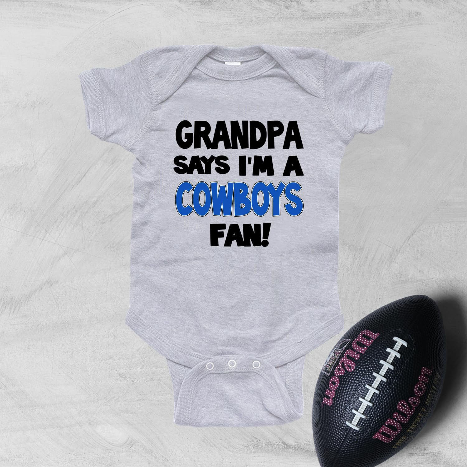 NanyCrafts' Grandpa Says I'm a Cowboys Fan Baby Bodysuit, Baby Cowboys Fan - Image 4