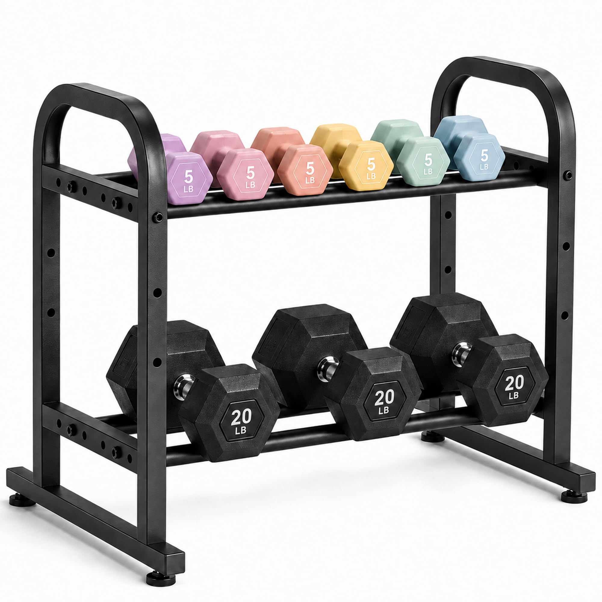 facka 2-Tier Dumbbell Rack Stand Only, Weight Rack for Home Gym