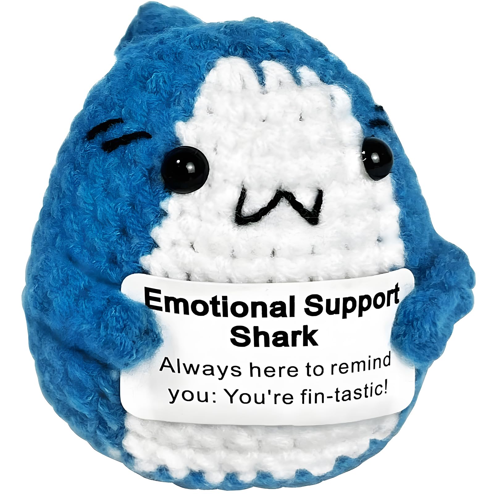 Positive Crochet Animals Shark Gifts, Positive Emotional Support Crochet with Support Message, Mini Funny Cute Knitted Dolls, Motivational Encouragement Present, Gift for Friends, Women, Shark Lovers