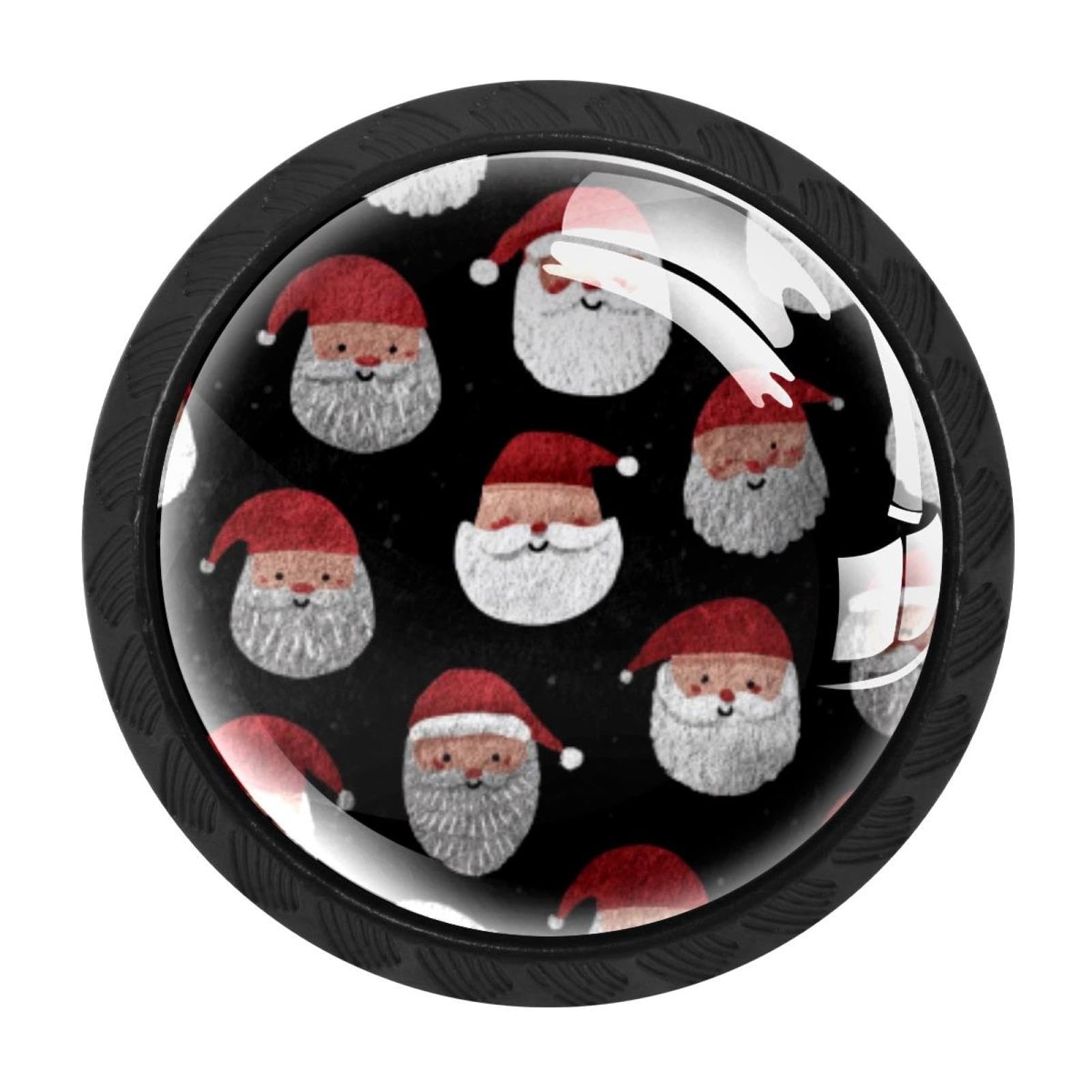 CHENZZZZ 4 Pack Cabinet Handles Black Christmas Santa Pattern (4) Cabinet Knobs Draw