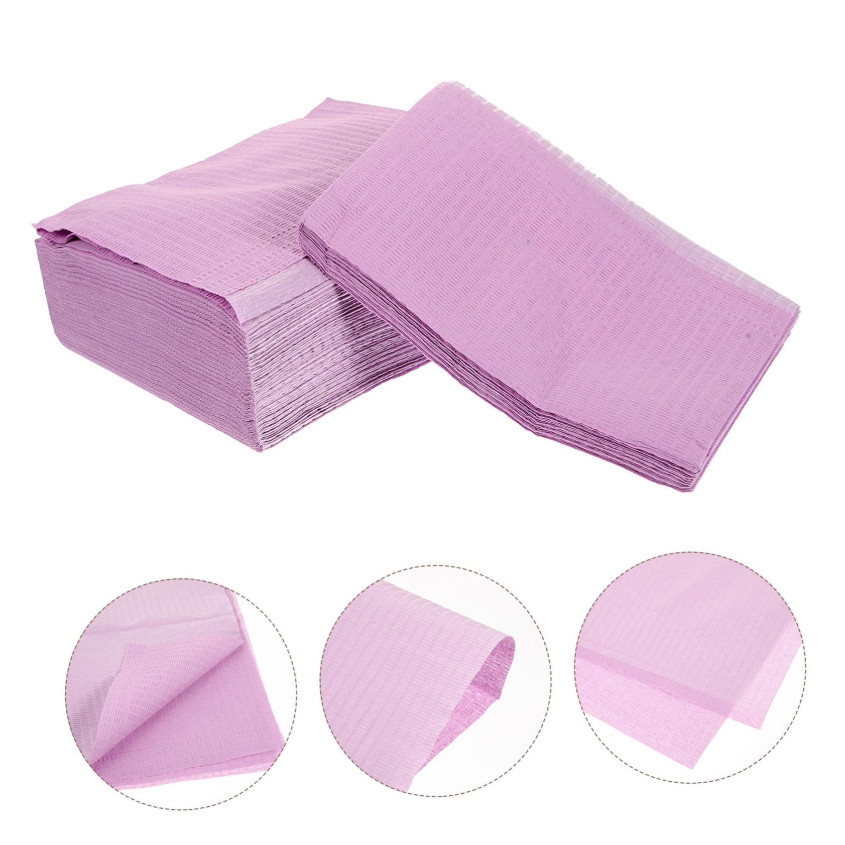 TOPBATHY Bavoirs Dentaires Lot de 125 Pourpre Jetables en Tissu Non Tissé Jetables et Portables pour Usage en Cabinet Dentaire
