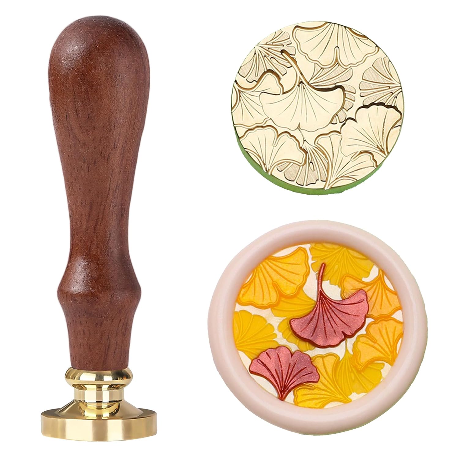 Ginkgo Leaf Wax Seal Stamp – Vintage Botanical Leaf Design for Envelopes – Elegant Autumn Nature Decorative Wax Stamp