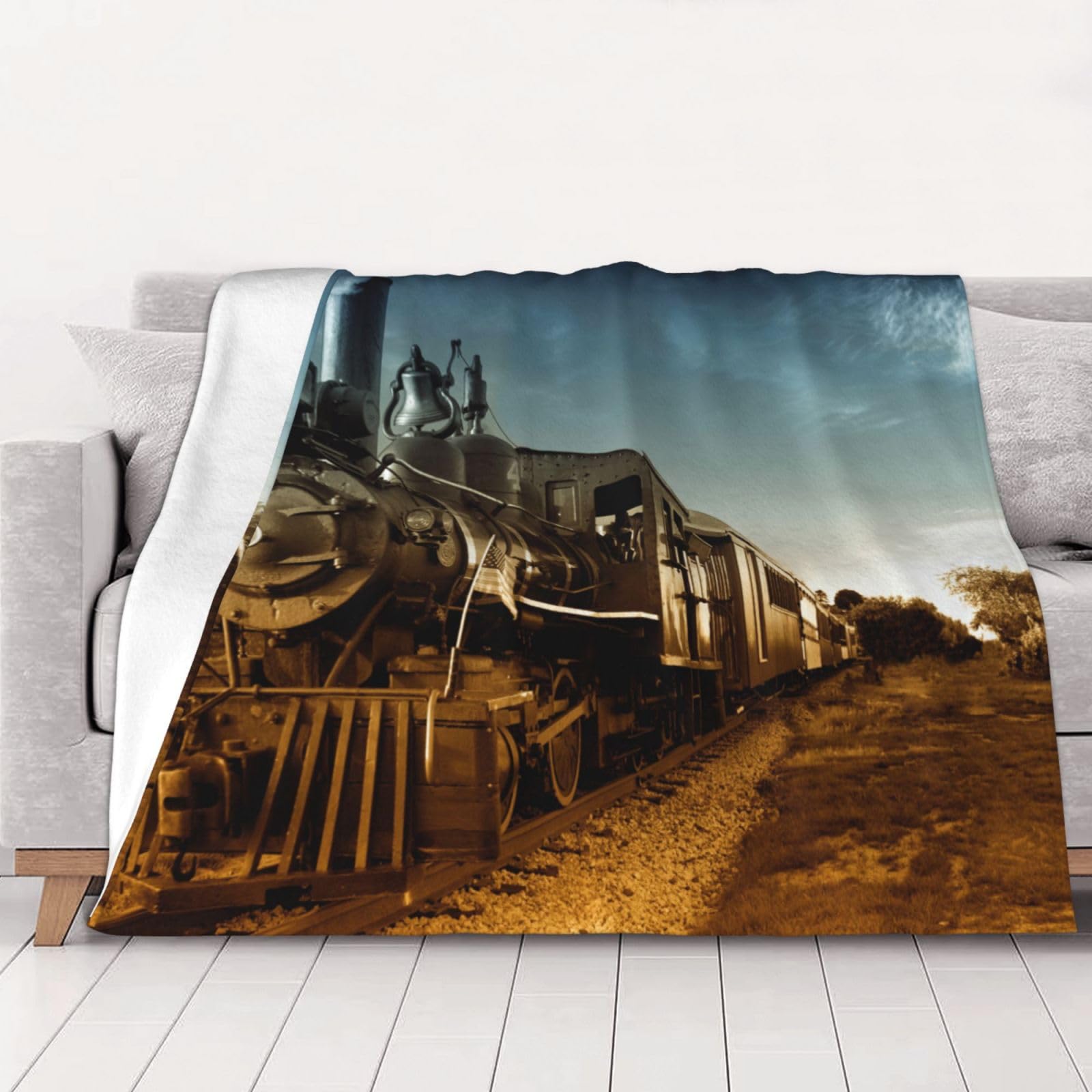 Couverture flanelle train plaid pour voiture et soirées canapé