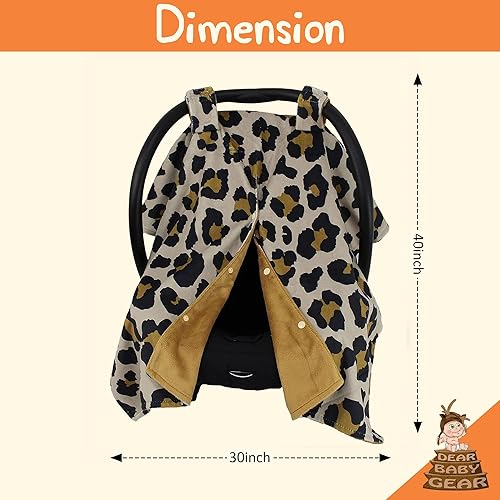 Miniatura 4 de Dear Baby Gear Toldo de lujo para asiento de automóvil, estampado de leopardo dorado, liso dorado, 40 x 30 pulgadas, impresión personalizada,