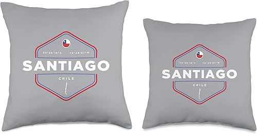 Miniatura 3 de Santiago Chile Graphic Santiago Chile Map Flag Graphic - Almohada (18 x 18 pulgadas), multicolor