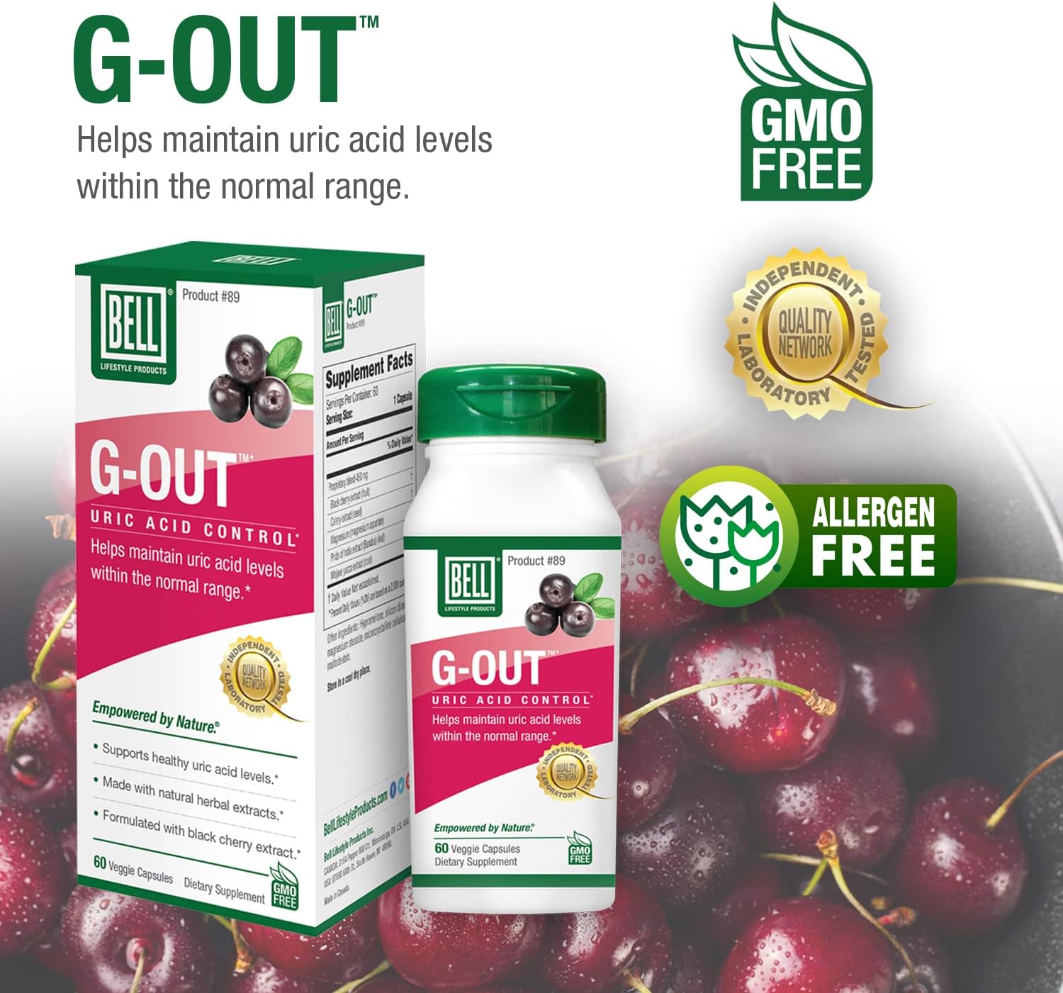 Bell G-Out Uric Acid Cleanse -2 Pack Combo | A Unique Blend of Herbal Extracts That Supports Uric Acid Levels Within Normal Range | 120 Capsules