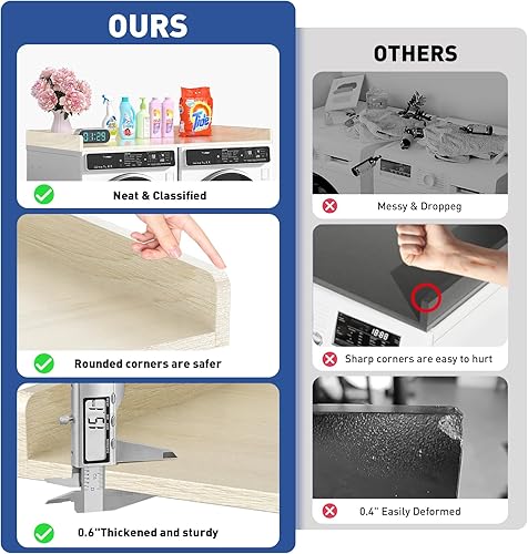 Miniatura 6 de Encimera de lavadora y secadora 27.5 x 54 pulgadas para lavadora y secadora, encimera antideslizante para lavadora y secadora con borde de