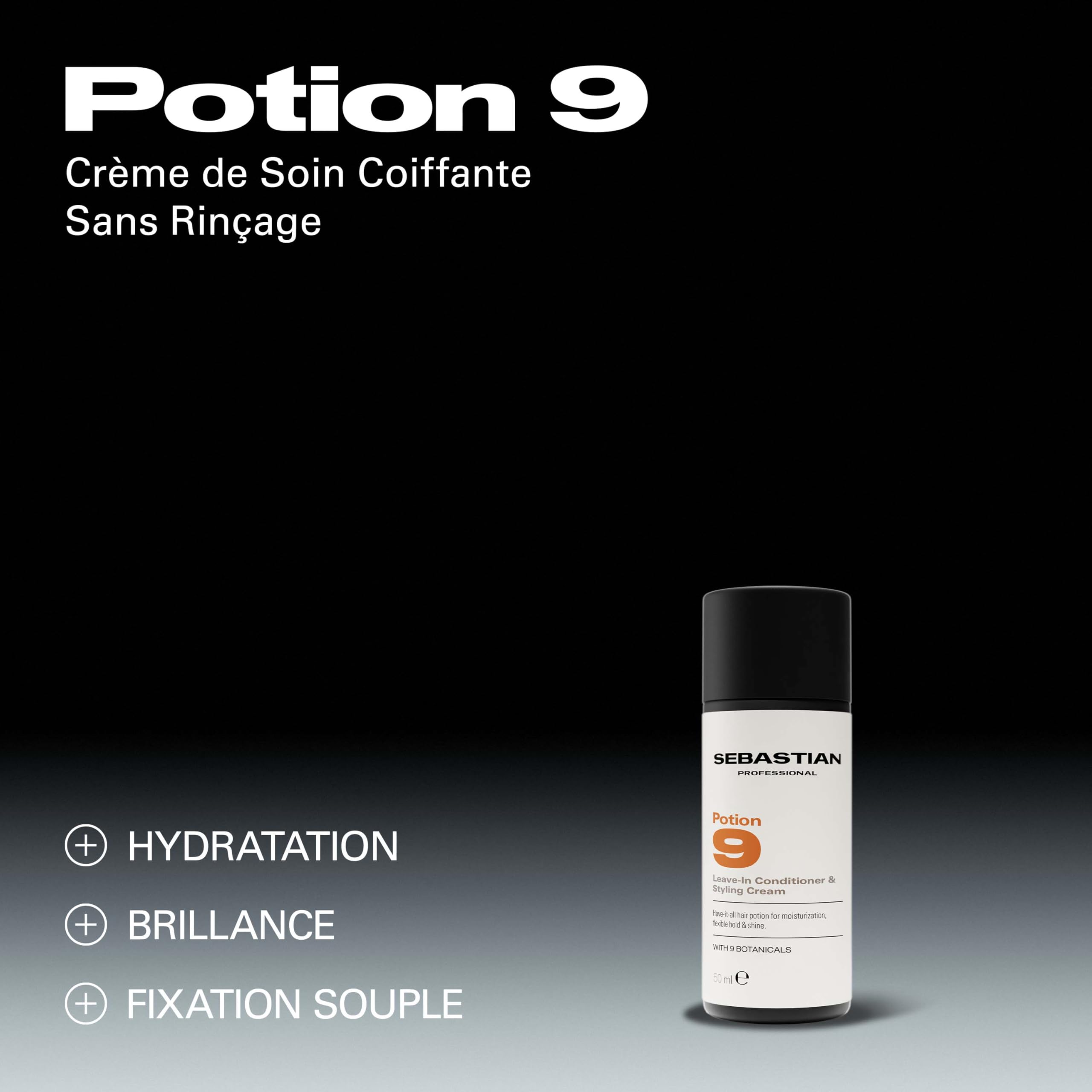 Sebastian Professional Potion 9 – Crème de soin coiffante sans rinçage professionnelle, nutrition et brillance instantanées