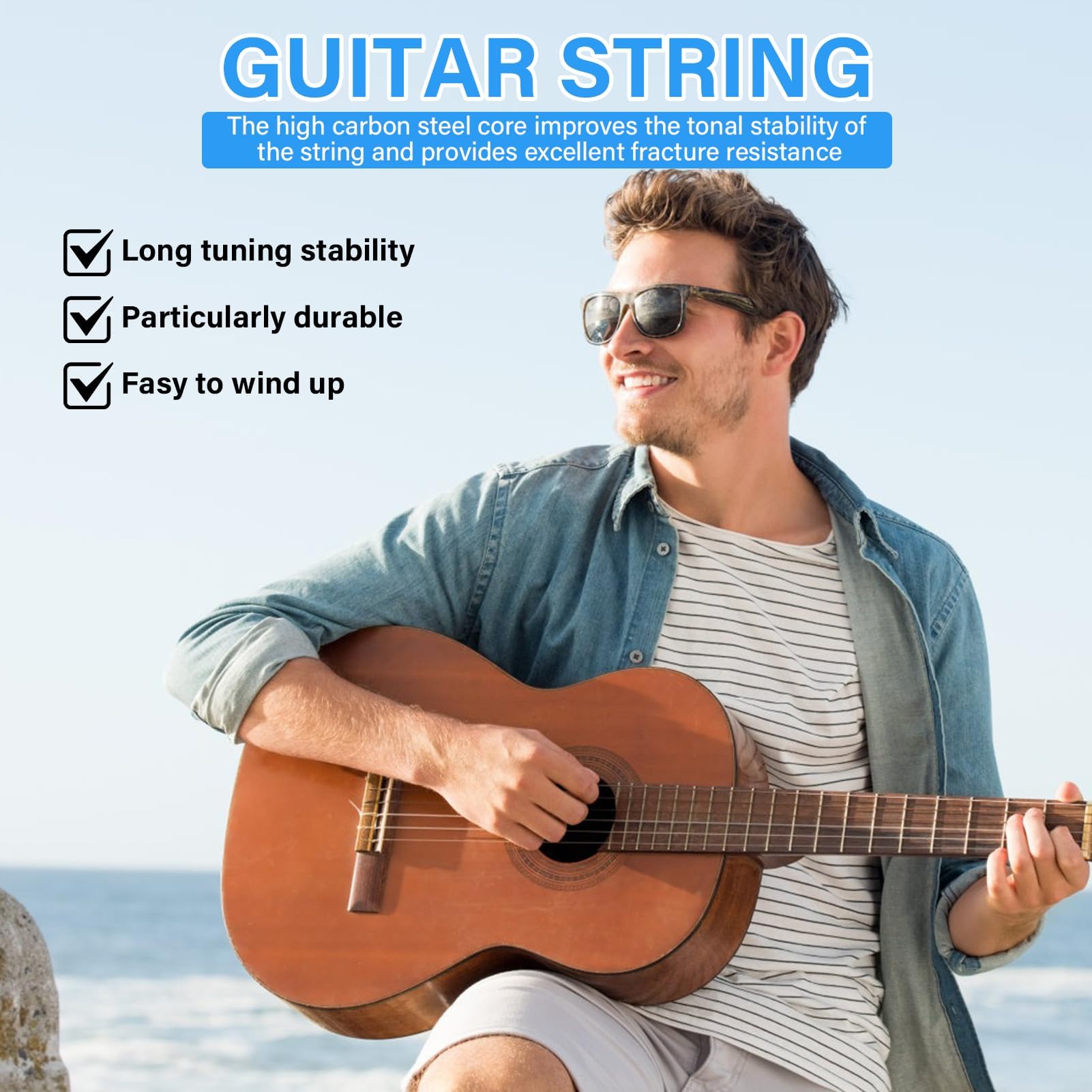 SHAEVLE Lot De 3 Jeux De 6 Cordes De Guitare Acoustique Pour Guitare