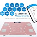 Leosportz BMI Weight Machine - Intelligent Body Fat Weight Analyzer | USB Smart Weight Scale for Bathroom Weight | 18 Metrics Android IOS App Sync (Pink) gallery image