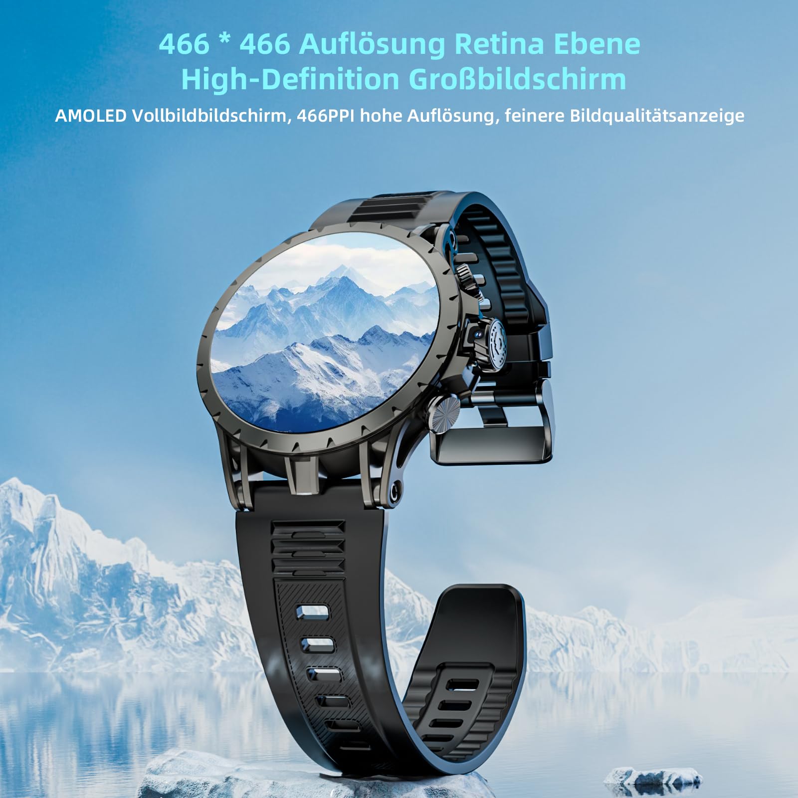 LOKMAT 4G SIM-Karten-Smartwatch, 1,508 Zoll AMOLED-Bildschirm, 3 GB + 32 GB, Smartwatch für Männer und Frauen mit drehbarer Kamera, WiFi, GPS, Android 8.1, Fitness-Aktivitätstracker-Uhr