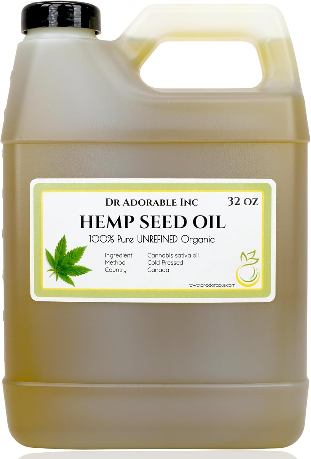 Dr Adorable - 32 oz - Hemp Seed Oil UNREFINED - 100% Pure Natural Cold Pressed Organic