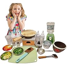 Mini Kitchen Toy Set - Real Cookware Kitchen Tools Playset | Mini Stove Burner, Real Food Cooking Tools, Condiment Bottle for Kids Explore Cooking Creativity A mini kitchen suitable for young avid