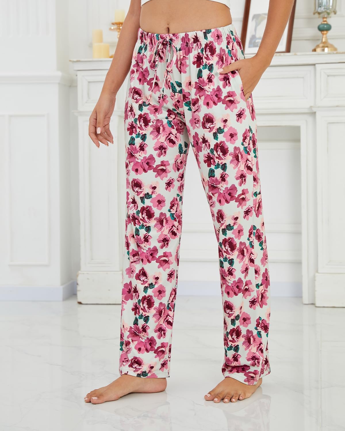 Femdouce 3 Pack Women's Casual Pajama Pants Comfy Pj Bottoms with Pockets Drawstring Lounge Soft Breathable Sleep Pants - Image 3