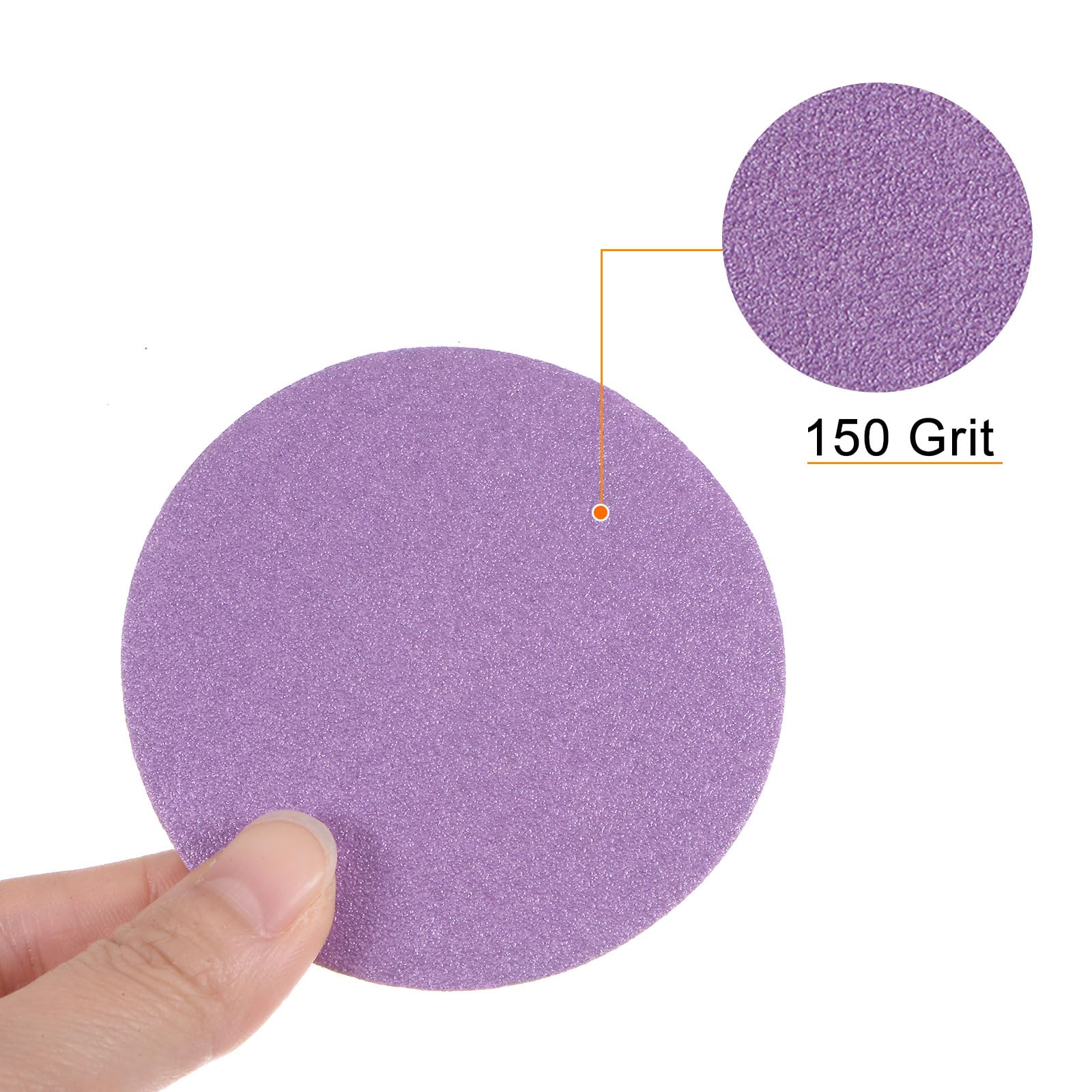 uxcell 50pcs 150 Grit Purple Sanding Discs 3 Inch Hook and Loop Aluminum Oxide Orbital Sanding Pads Paper Wet Dry Polish for Metal Woodworking Drywall - Image 4