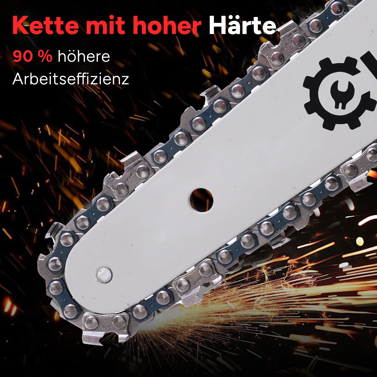 OUTIGO Akku Kettensäge 8 Zoll, Bürstenloser Motor 800W, 2x 4000mAh Lithium-Ionen Akku, Handkettensäge für Baum- und Astschnitt, Gartensäge für Holzarbeiten (mit Ladegerät)