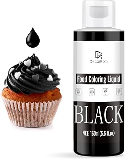 Colorante Alimentario - Colorante Alimenticio Líquido Concentrado para Pastel, Hornear, Glasear y Fondant - Tintes Alimentarios Insípido para Macarrón, Galletas, Limo, Manualidades DIY (Negro, 160ml)