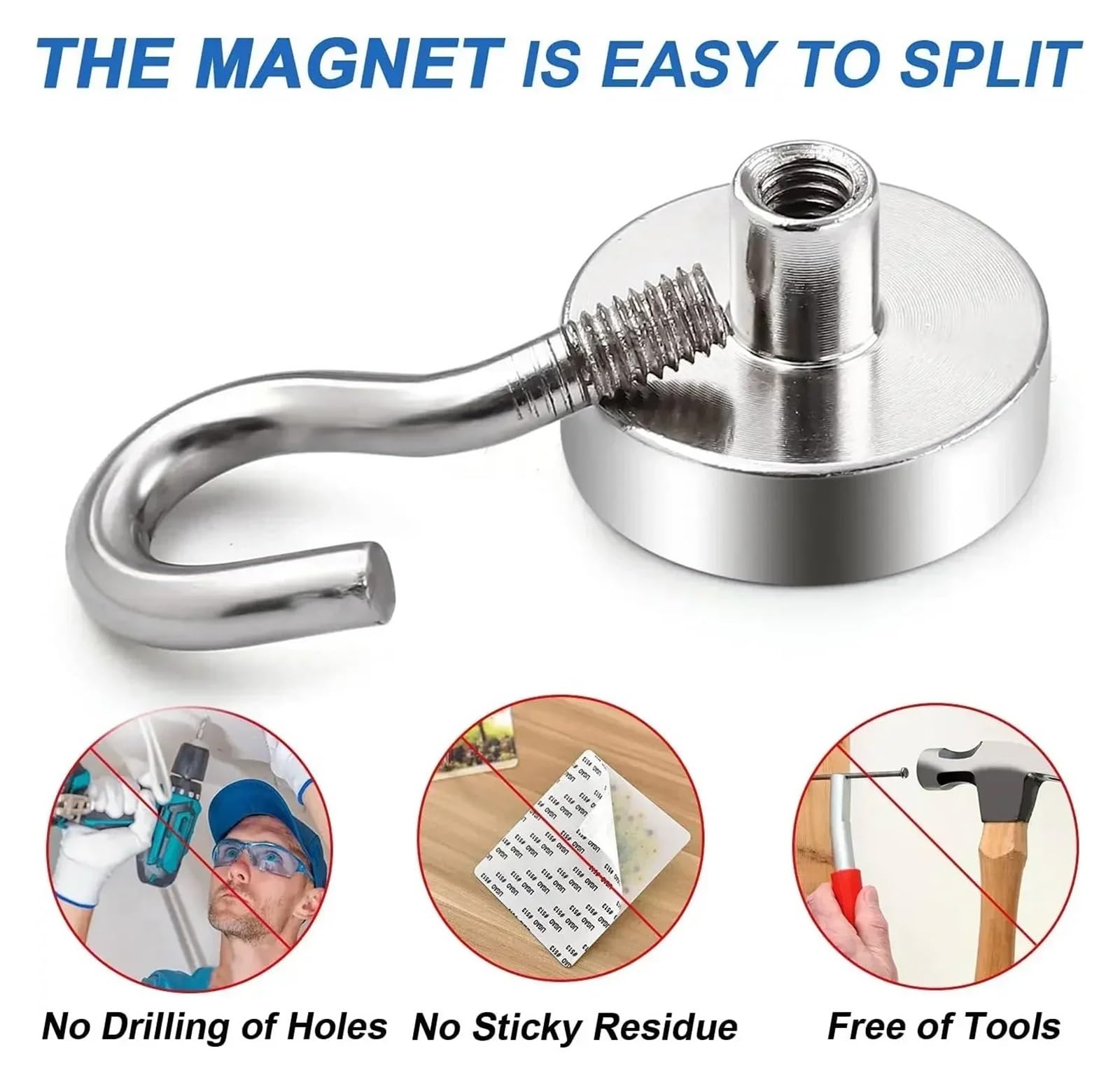 Genérico Ganchos magnéticos resistentes multiusos de 10, 12, 16 y 20 mm, ideales for el hogar, la cocina, barra, baño almacenamiento llaves(20PCS,E16-8kg)