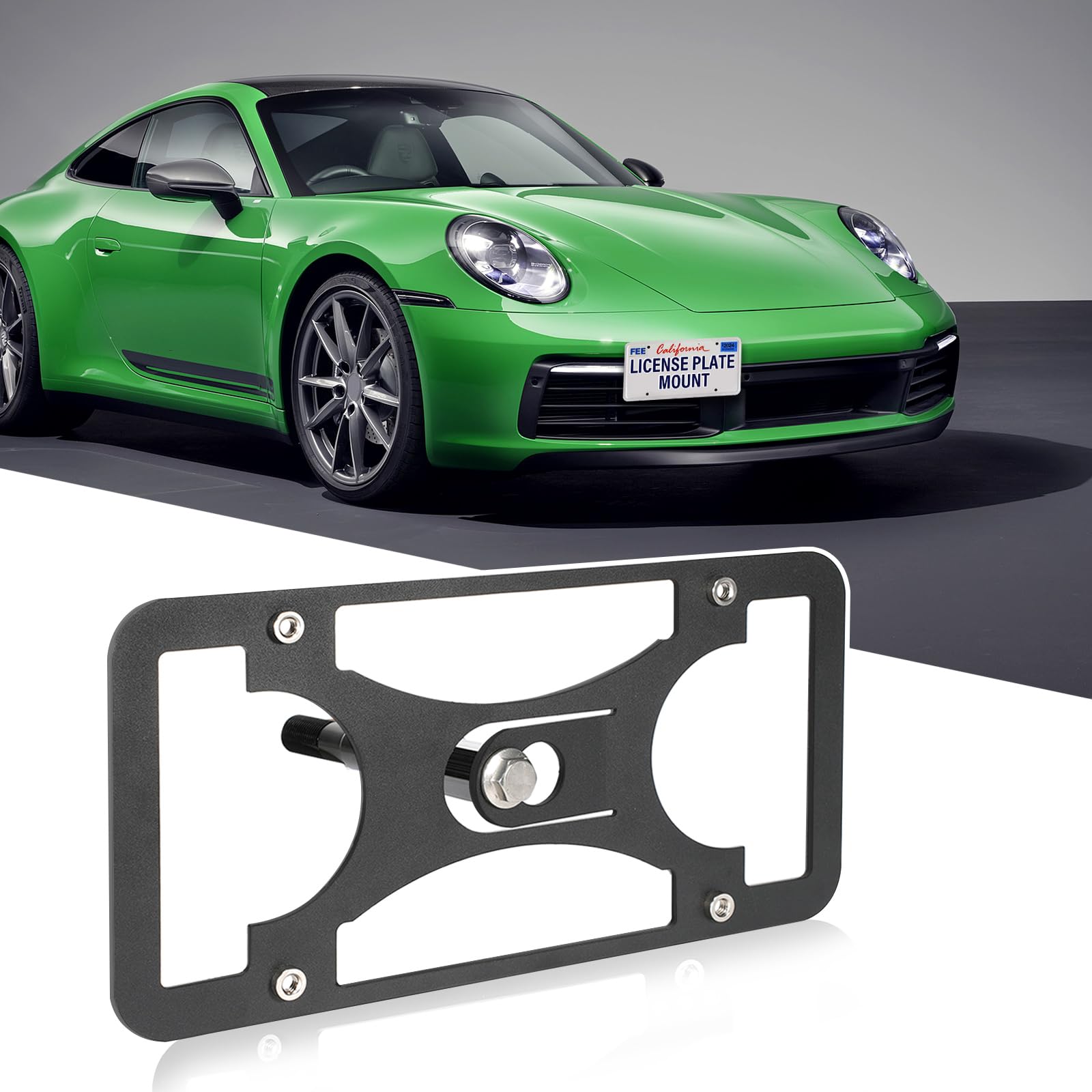 Front License Plate Holder Compatible with Porsche 911 2020-2024 Front Bumper Tow Hook License Plate Mounting Bracket Holder No Drill License Plate