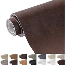 Faux Leather Fabric, 55" Wide 1.3mm Thicken Upholstery Fabric by The Yard Soft Marine Vinyl Fabric Vintage PU Leather Sheets for Crafts Sewings Chairs Seat Wallets Cushions, 1 Yard Reddish Brown