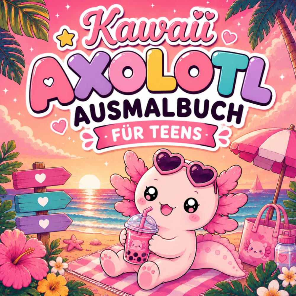 Kawaii Axolotl Ausmalbuch für Teens