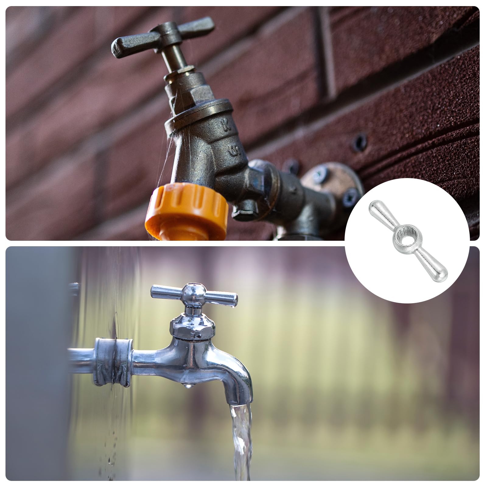 PATIKIL Außenwasserhahn-Griff – Quadratisches Loch 9x9 Mm, Gusseisen, Rot, Inkl. Befestigungssatz