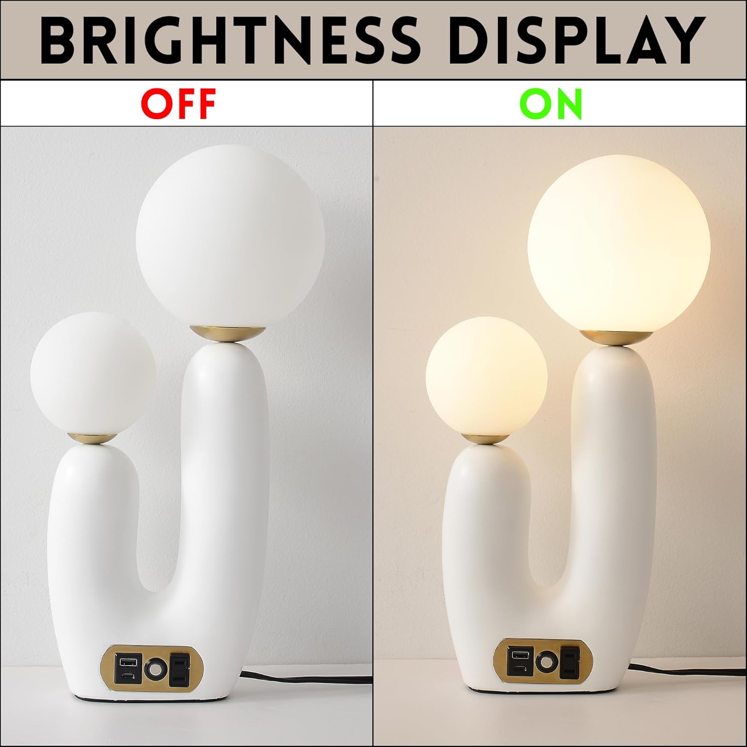 Decorative Mushroom Lamp, Resin Lamp for Desk, Unique Globe Lamps for Bedrooms and Side Tables, Desk Lamps for Night Stands, Portable Table Lamps for Living Room (White)