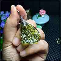 Ciondolo In Moldavite Grezza - Pietra Meteorite Verde, Energia Naturale, 20-25g - Foto 4