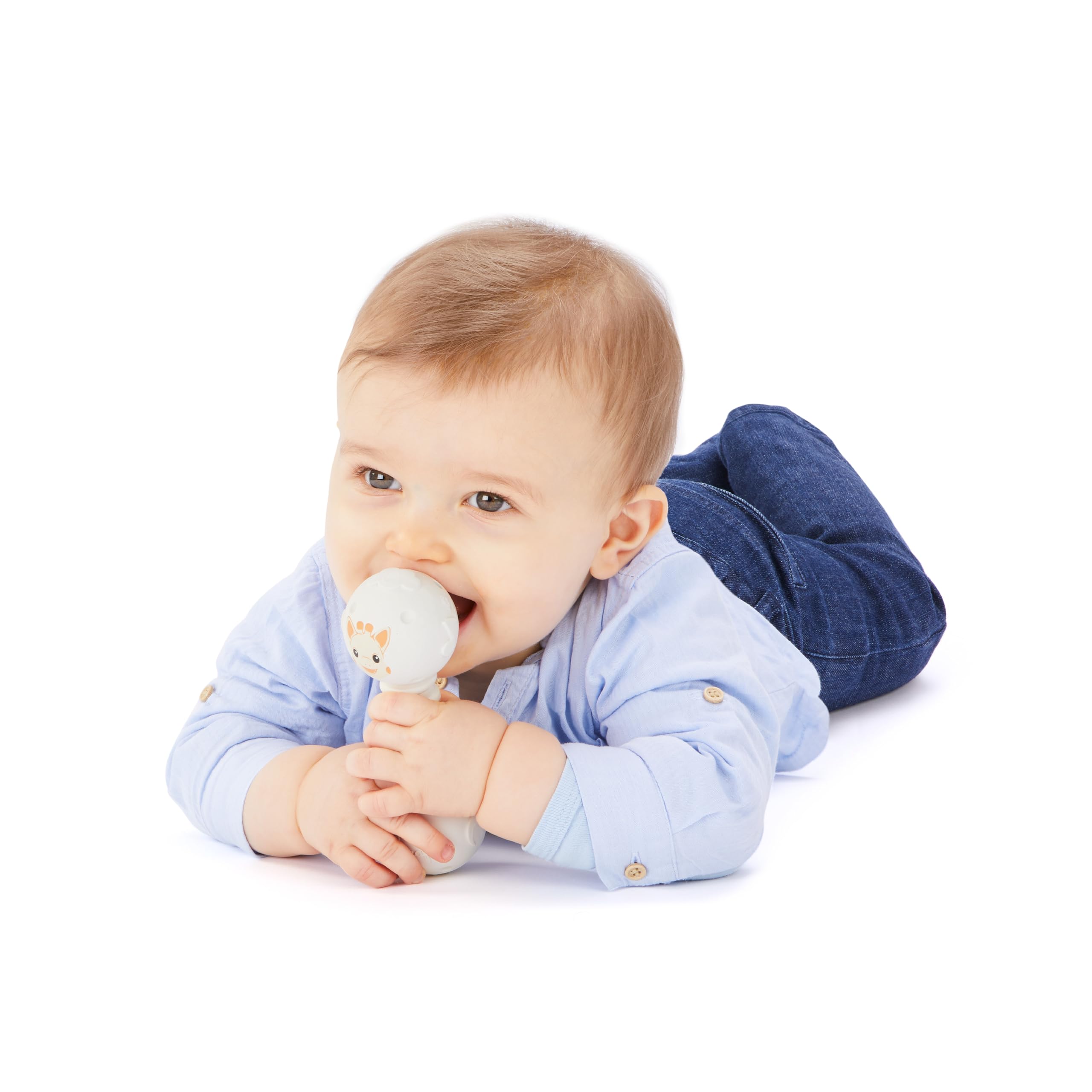 Sophie la Girafe Natural Rubber Teething Rattle Sensory Toy for Babies from 3 Months (White) - Image 3