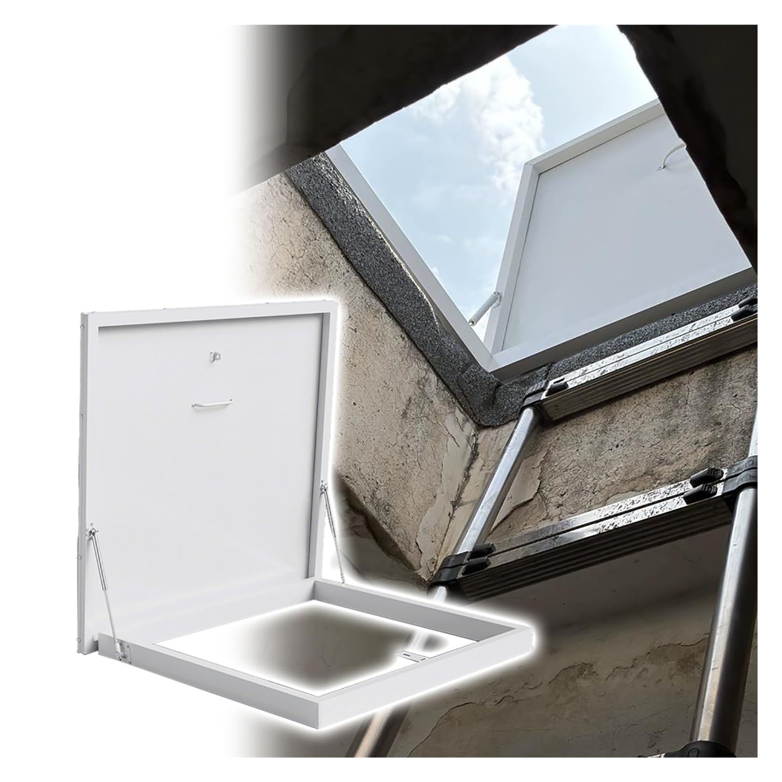 JYHHCYS Outdoor Roof Hatch Door, Courtyard Rainproof Cover Roof Steel Safety Door, Large/Small Cellars Exit Cover Hatch Door for Attic/Basement, Customizable(26x26in(66x66cm))